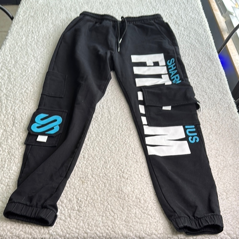 Sharks & Julius Black Joggers with Blue Accents